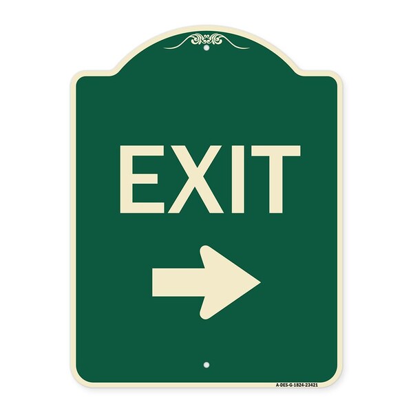 Parking Lot Exit Right Arrow Heavy-Gauge Aluminum Architectural Sign, 18" L, 24" H, G-1824-23421